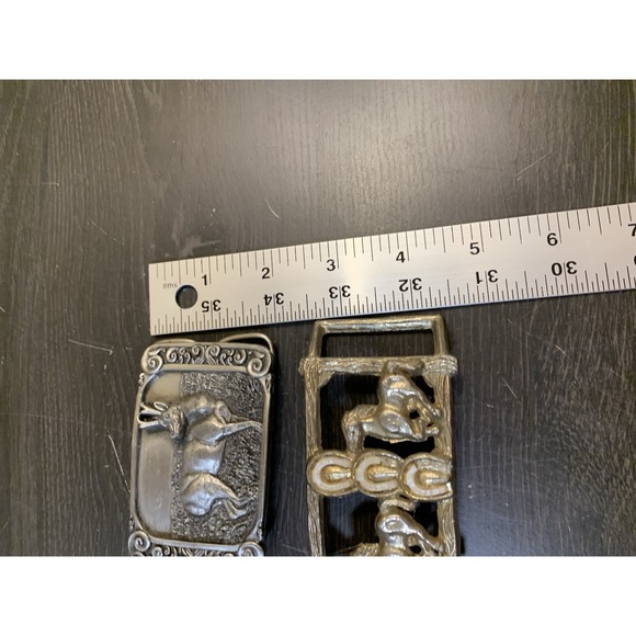 Lot Of 2 Vintage Belt Buckles Siskiyou Bergamot Antelope & Double Horse - Picture 9 of 10